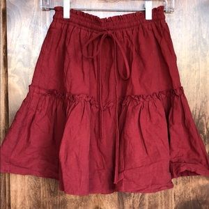 Red Ruffle Circle Skirt with Drawstring Waistband